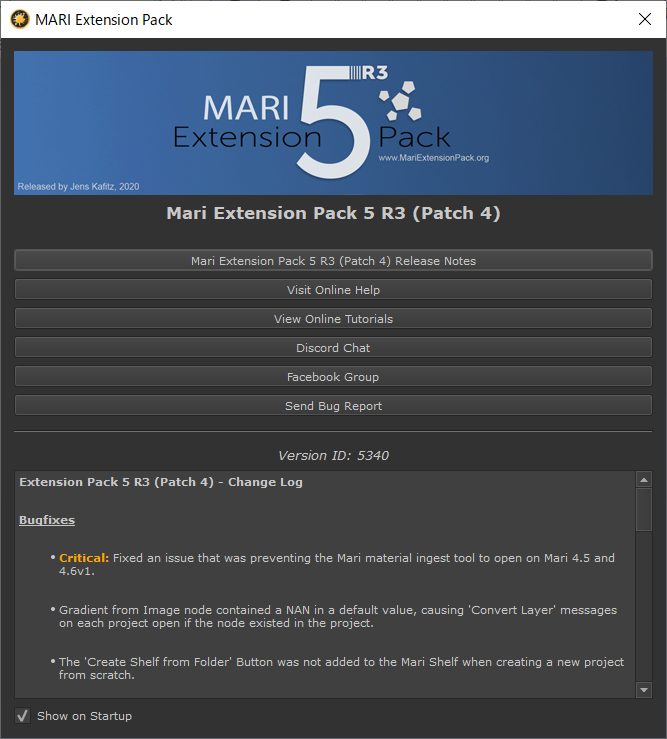 MARI Extension Pack 5のスプラッシュスクリーン